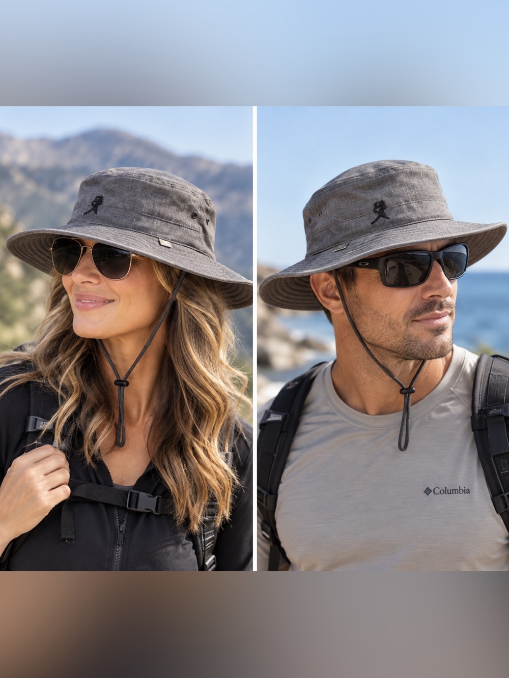 Solar Escape Explorer Boonie Hat UPF 50+ Gray Unisex Outdoor Sun Protection NEW